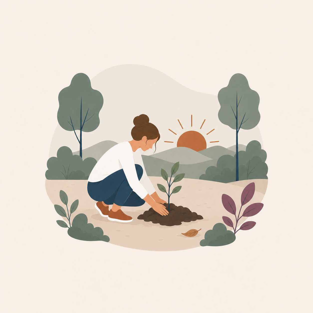 Person planting a young tree