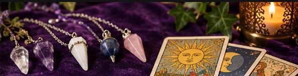 Pendulums and tarot cards that might be used for your reading with Carey